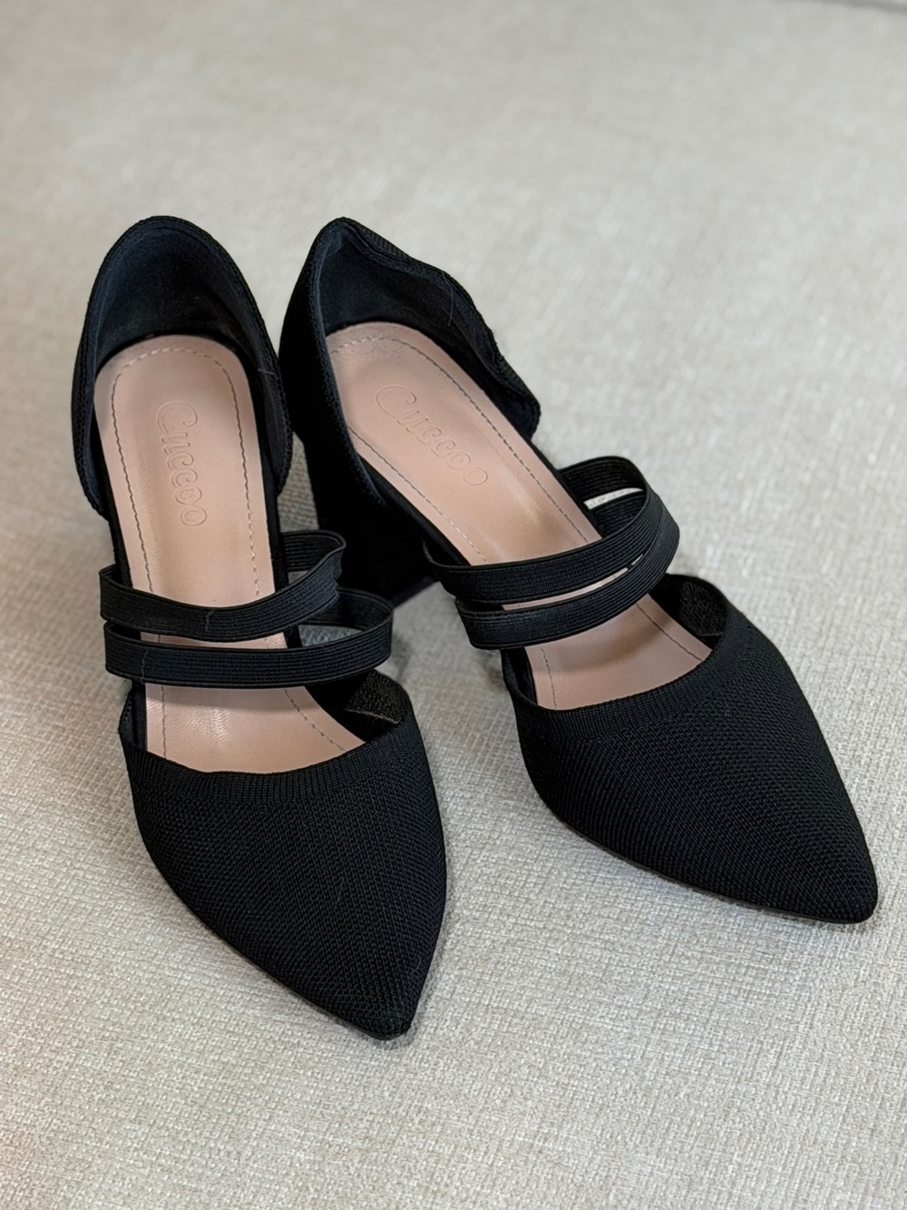 Black Pointed Toe Strappy Women's Heels